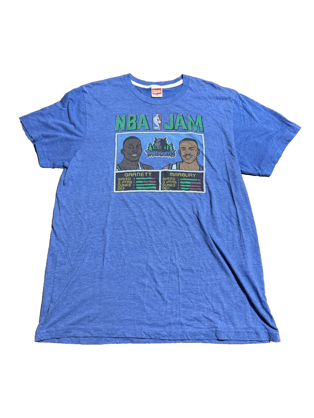 Homage Mens Minnesota Timberwolves NBA Jam Garnett Marbury XL Graphic T-Shirt